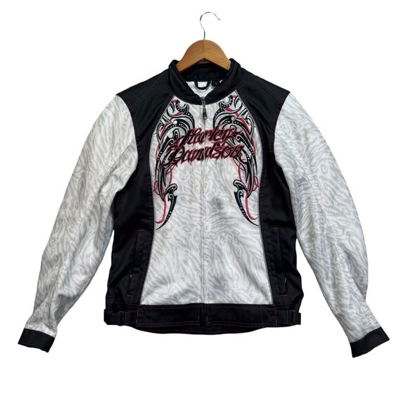 Harley Davidson Motorcycles Moon Tribal Embroidered Zip Sleeves Riding Jacket S - Picture 1 of 6